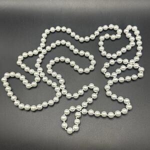 Vintage Long Glass Pearl Flapper Necklace Hand Knotted 58”